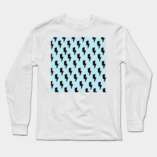 Lightning Bolts- Black on Blue Long Sleeve T-Shirt